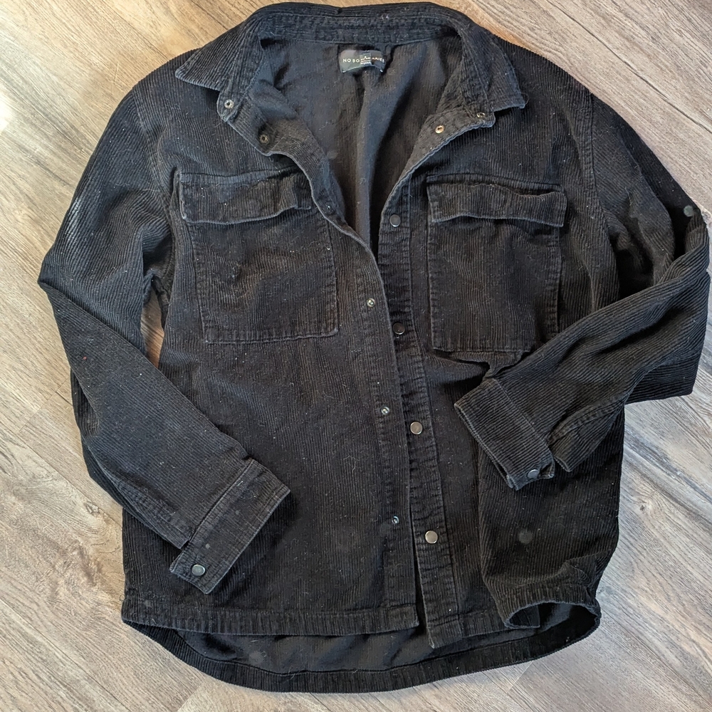 No Boundaries Men's Black Corduroy Shirt